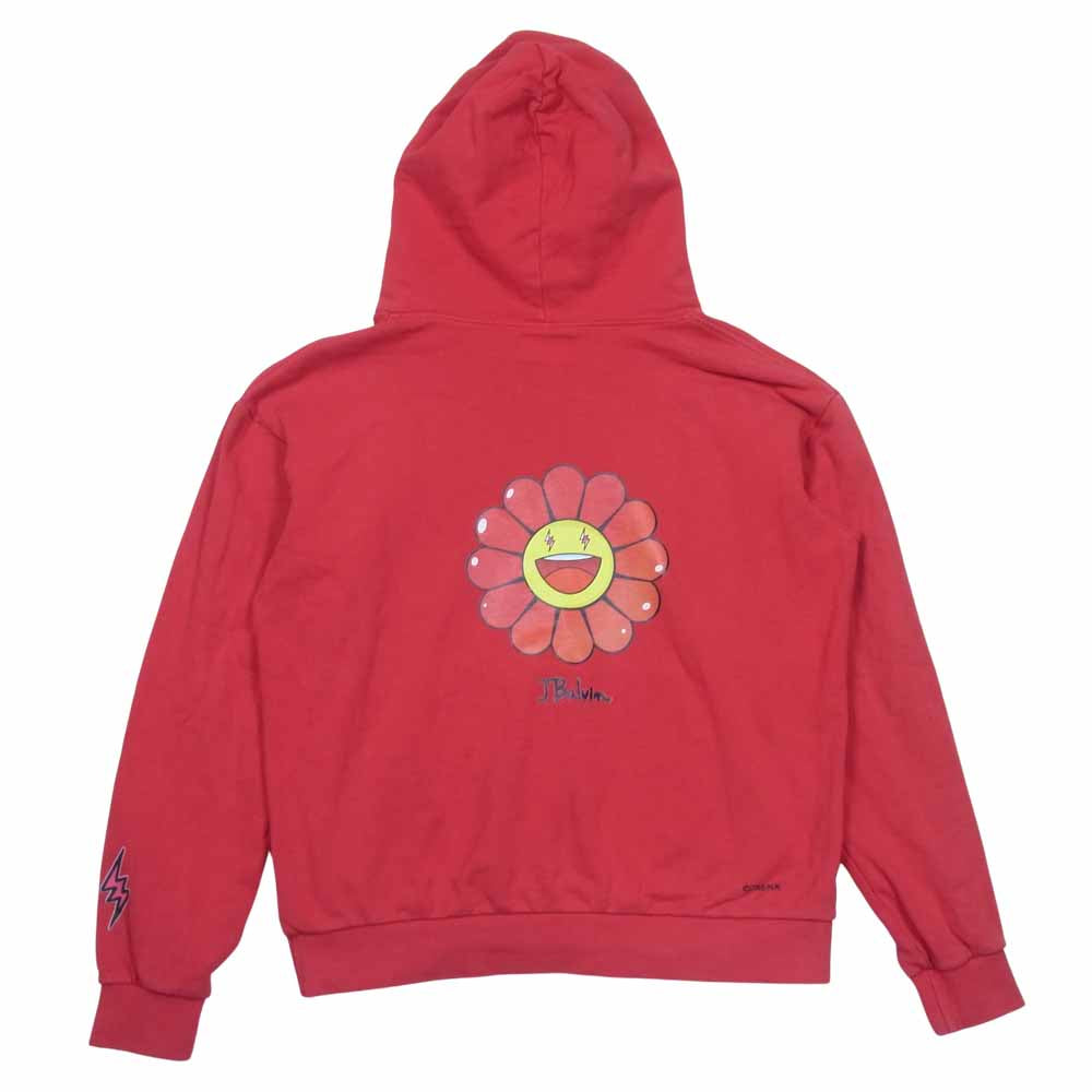 村上隆 20SS J.BALVIN Morado Flower Hoodie バルヴィン モラドフラワーフーディ プルオーバーパーカー レッド系 S【中古】
