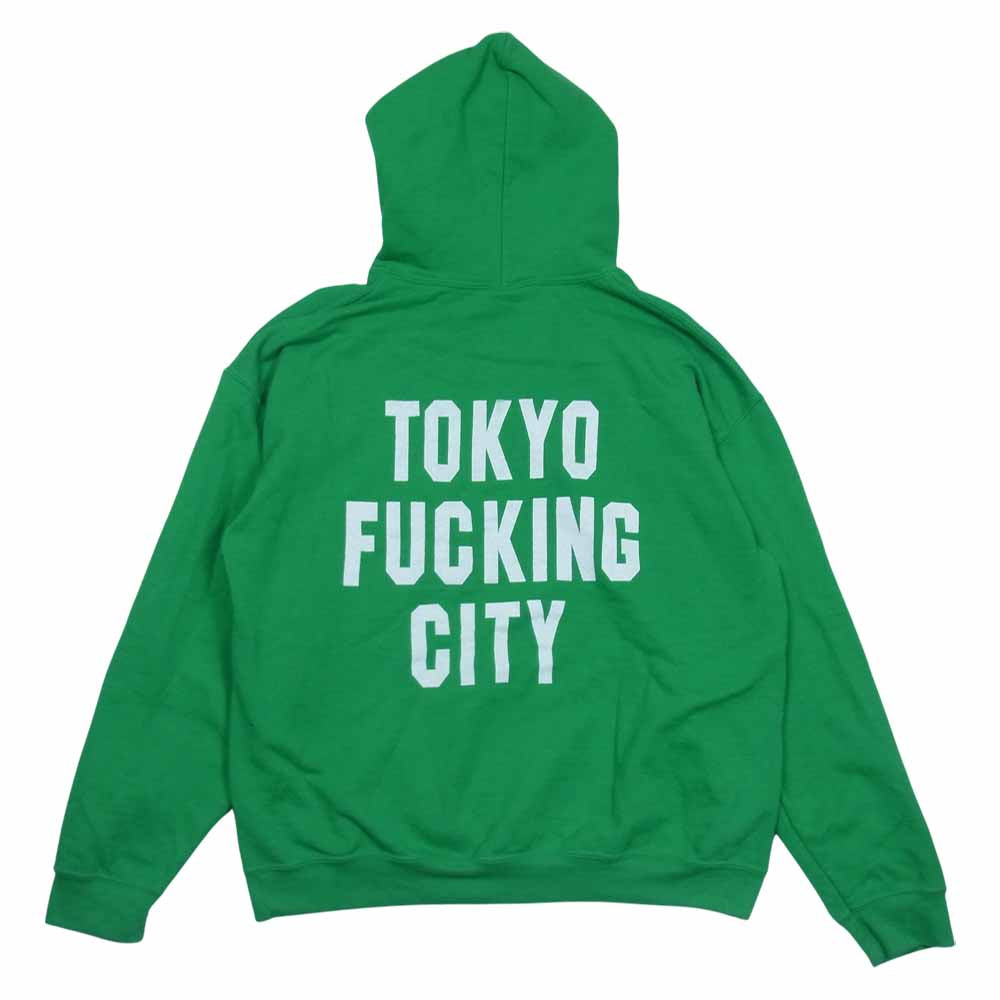ダフトストア ロゴプリント プルオーバー パーカー グリーン系 L【中古】