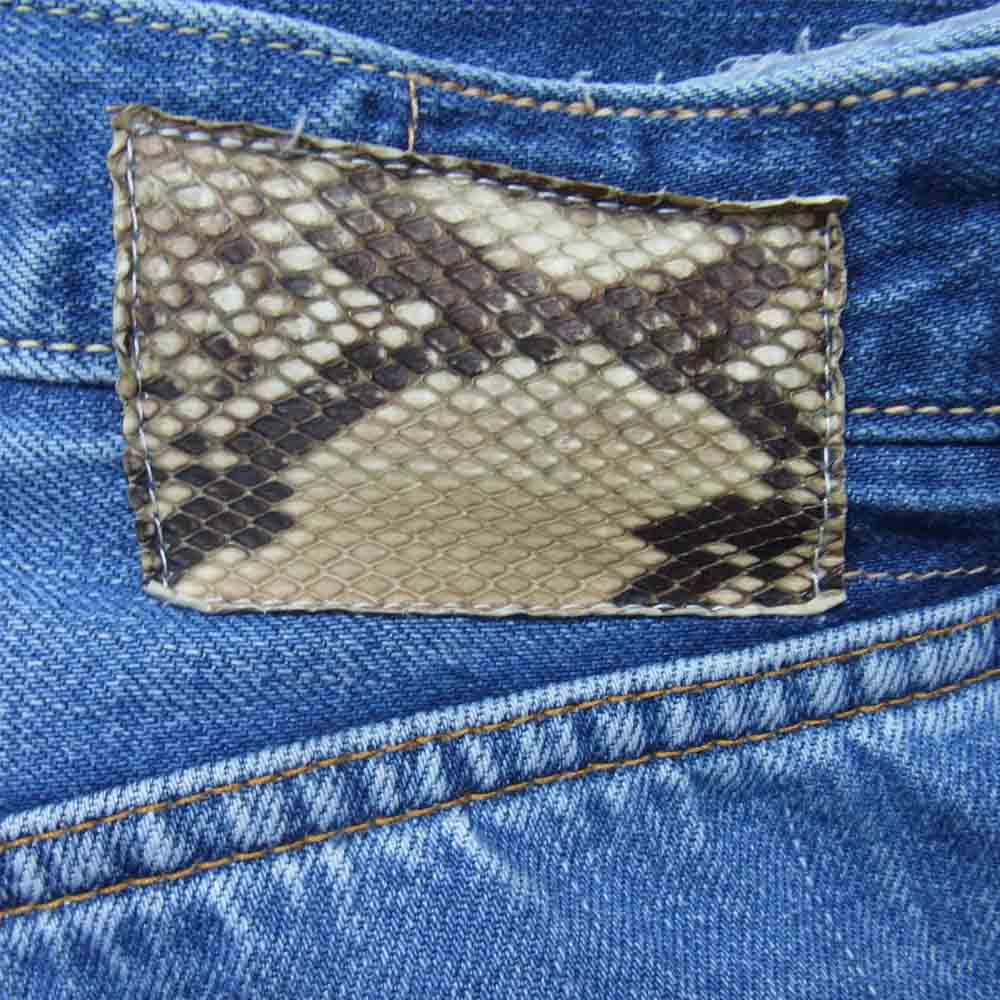 VISVIM ビズビム FLUXUS DENIM パッチ ダメージ加工 デニム パンツ インディゴブルー系 34【中古】