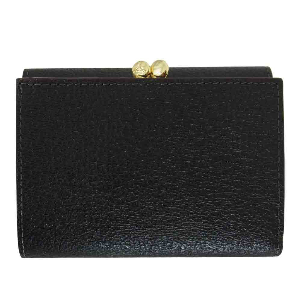 Vivienne Westwood ヴィヴィアンウエストウッド 3218C921 オーブマーク 口金 ステアレザー 二つ折り 財布 ブラック系【新古品】【未使用】【中古】