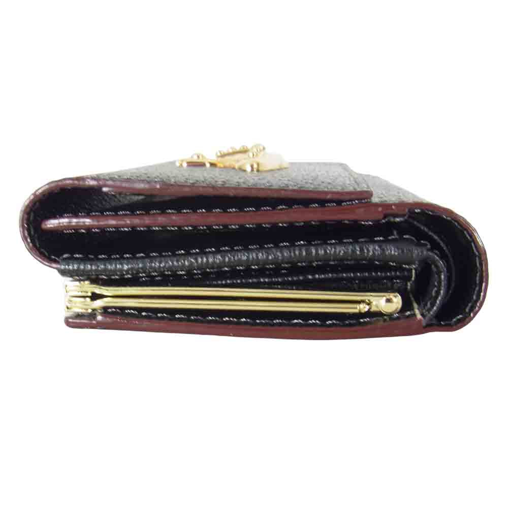 Vivienne Westwood ヴィヴィアンウエストウッド 3218C921 オーブマーク 口金 ステアレザー 二つ折り 財布 ブラック系【新古品】【未使用】【中古】