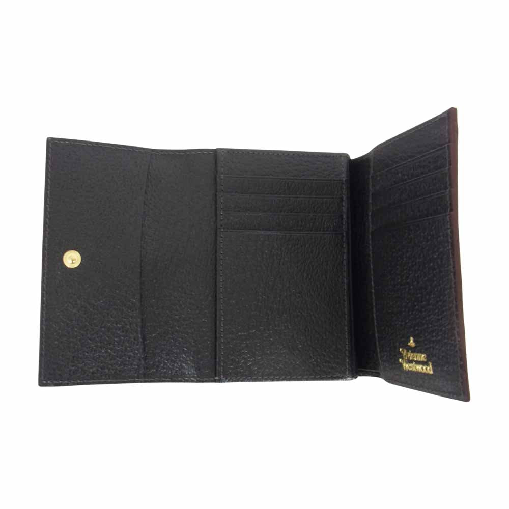 Vivienne Westwood ヴィヴィアンウエストウッド 3218C921 オーブマーク 口金 ステアレザー 二つ折り 財布 ブラック系【新古品】【未使用】【中古】