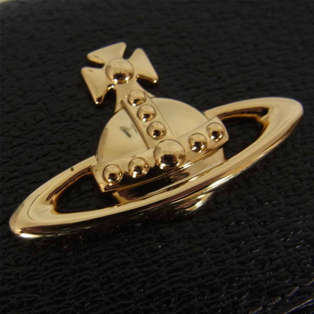 Vivienne Westwood ヴィヴィアンウエストウッド 3218C921 オーブマーク 口金 ステアレザー 二つ折り 財布 ブラック系【新古品】【未使用】【中古】