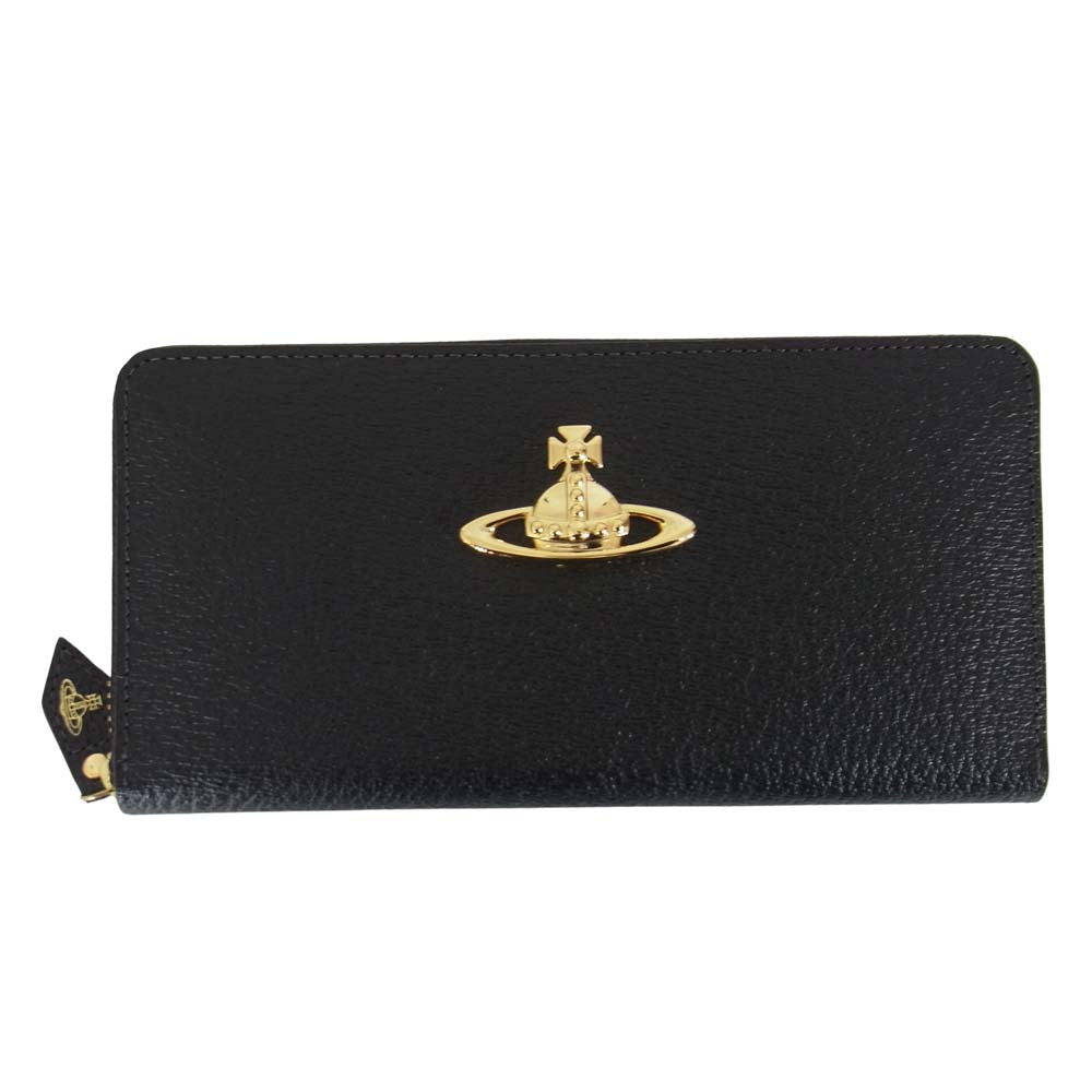 Vivienne Westwood ヴィヴィアンウエストウッド 3118C9A1 オーブマーク ステアレザー ラウンドファスナー ラウンドジップ 長財布 ブラック系【新古品】【未使用】【中古】