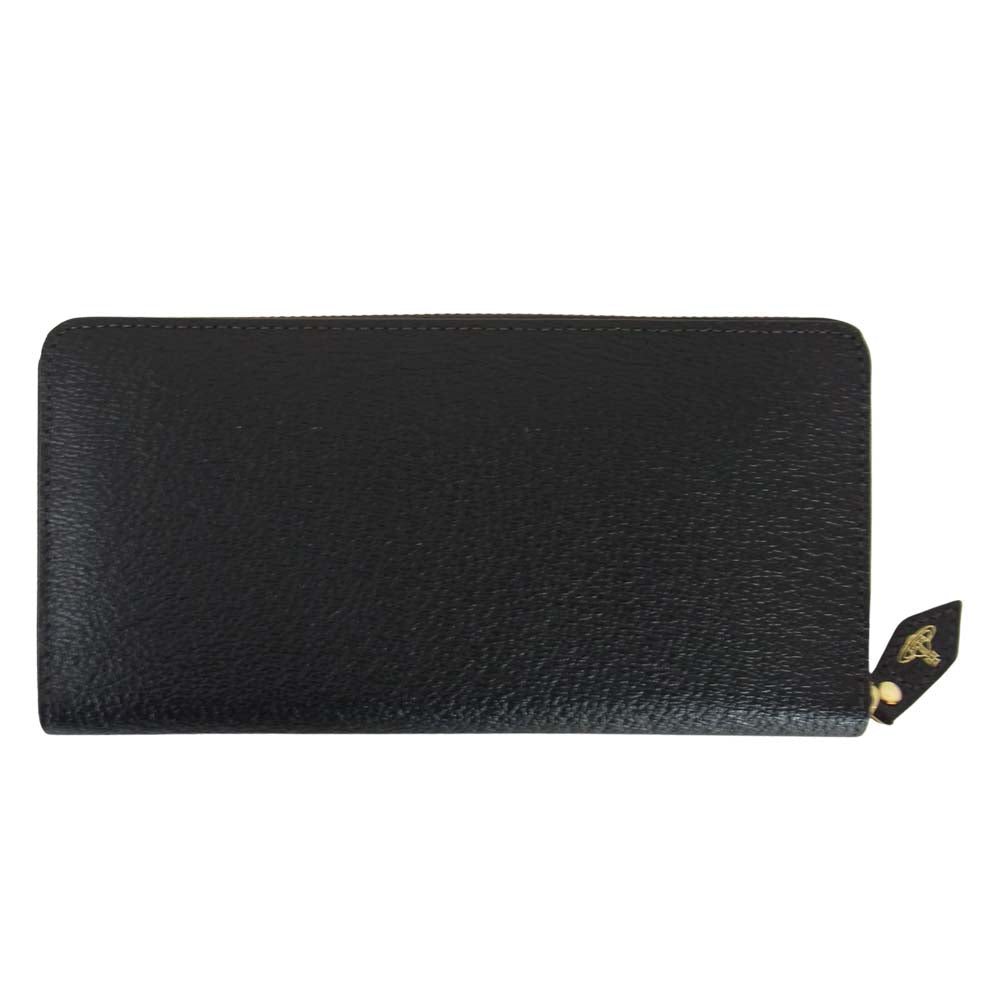 Vivienne Westwood ヴィヴィアンウエストウッド 3118C9A1 オーブマーク ステアレザー ラウンドファスナー ラウンドジップ 長財布 ブラック系【新古品】【未使用】【中古】