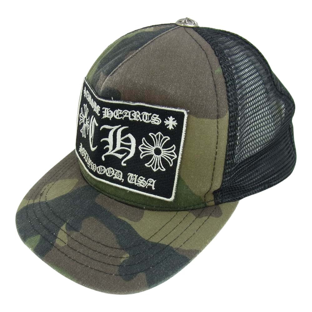 CHROME HEARTS クロムハーツ（原本無） TRUCKER CAP クロスパッチトラッカー キャップ カモ カーキ系 53-60【中古】
