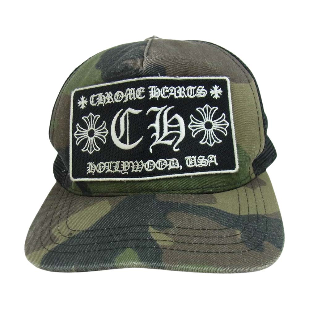 CHROME HEARTS クロムハーツ（原本無） TRUCKER CAP クロスパッチトラッカー キャップ カモ カーキ系 53-60【中古】