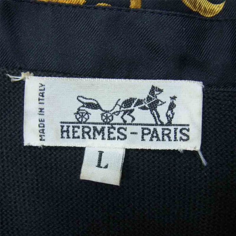 HERMES エルメス 国内正規品 ヴィンテージ シルク カシミヤ イタリア製 ブラック系 L【中古】