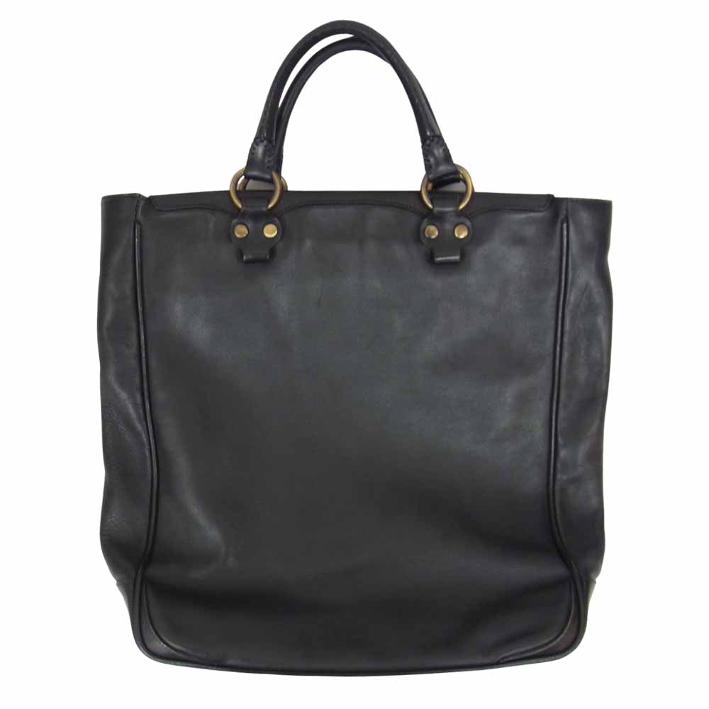 HUNTING WORLD ハンティングワールド イタリア製 チャーム付き レザー トートバッグ ブラック系【中古】