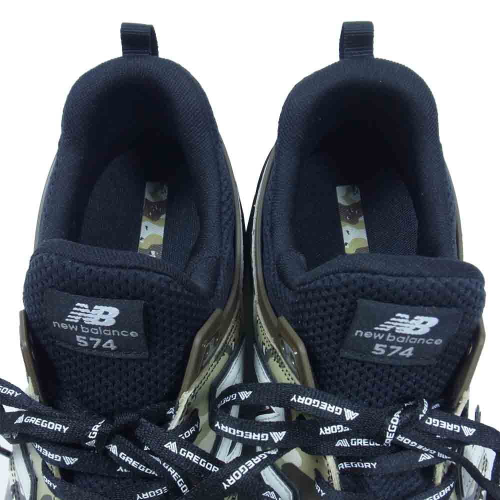 NEW BALANCE ニューバランス MS574GBL × GREGORY グレゴリー ×BEAMS PLUS ビームス スニーカー カーキ/ブラック US8【極上美品】【中古】