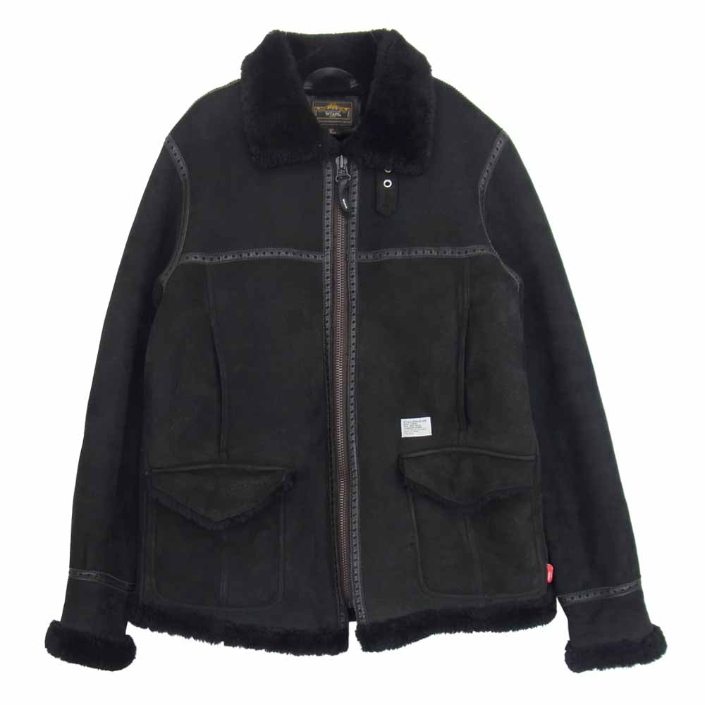 WTAPS ダブルタップス 2007/2ND NWDT-JK-M02 TWO TONE RANCHO B-3 ムートン フライト ジャケット ブラック系 S【中古】