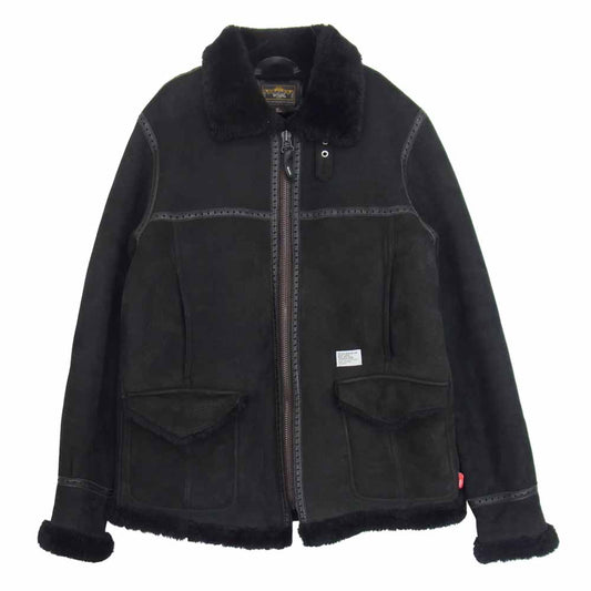 WTAPS ダブルタップス 2007/2ND NWDT-JK-M02 TWO TONE RANCHO B-3 ムートン フライト ジャケット ブラック系 S【中古】