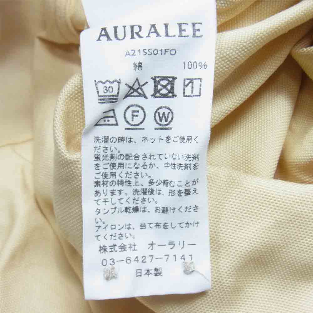 AURALEE オーラリー 21SS A21SS01FO FINX SHUTTLE OX SHIRTS フィンクス シャトル オックスフォード シャツ イエロー系 3【美品】【中古】