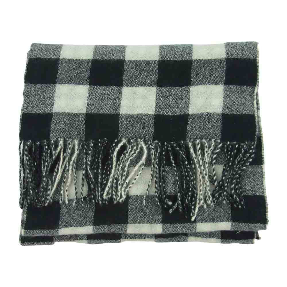 COMME des GARCONS コムデギャルソン HOMME オム HF-K402 カシミヤ100％ ギンガムチェック マフラー ブラック系 ホワイト系【美品】【中古】