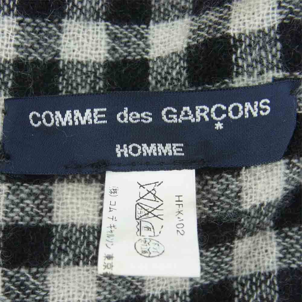 COMME des GARCONS コムデギャルソン HOMME オム HF-K402 カシミヤ100％ ギンガムチェック マフラー ブラック系 ホワイト系【美品】【中古】