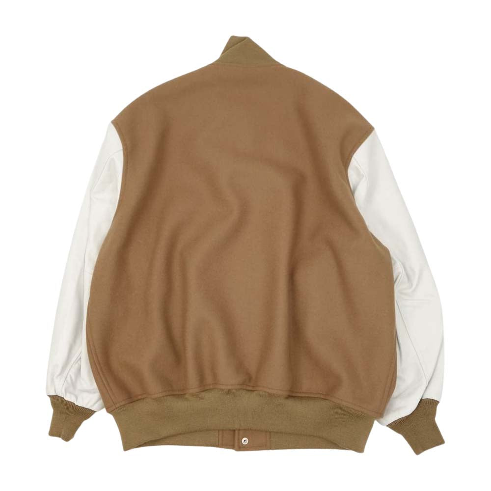 GRAPHPAPER グラフペーパー 21AW GM213-30061 Scale Off Melton Stadium Jacket ラムレザー メルトン スタジャン キャメル　ホワイト 2【新古品】【未使用】【中古】