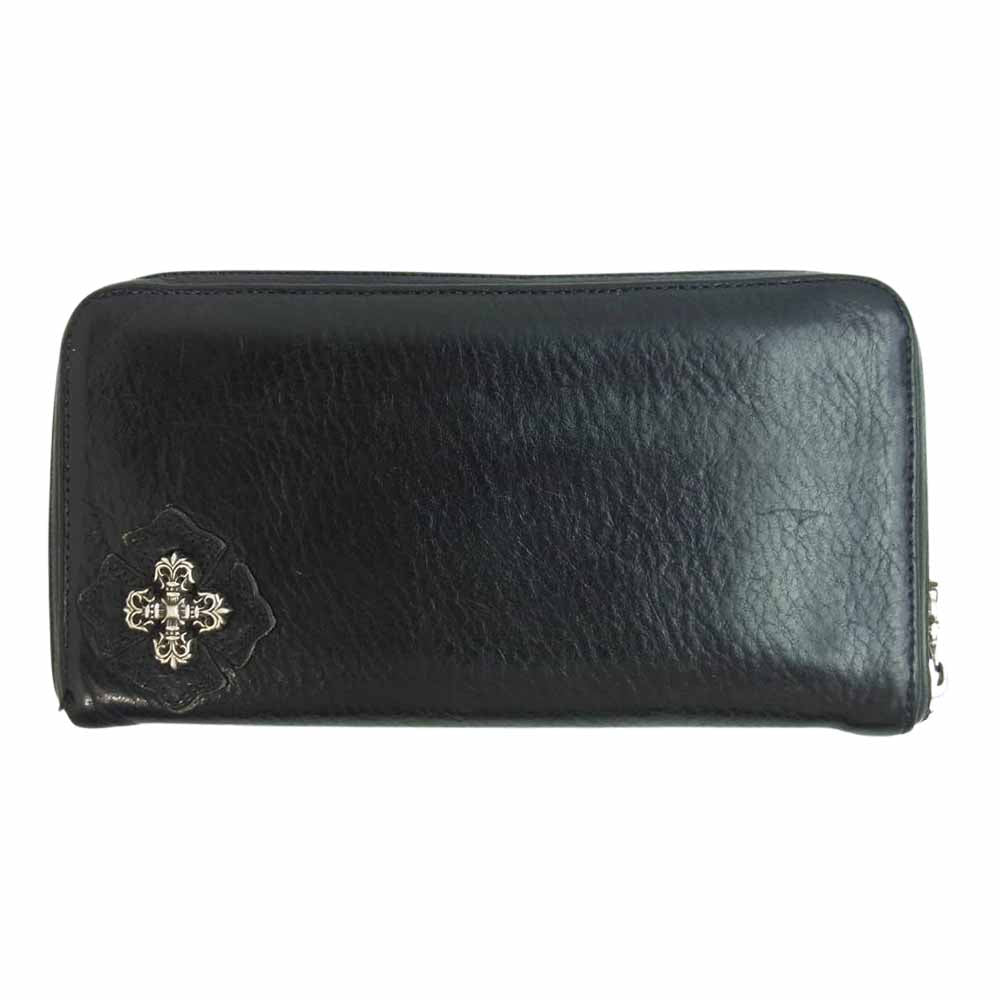 CHROME HEARTS クロムハーツ（原本有） REC F ZIP フィリグリークロス ラウンドジップ レザー ウォレット ブラック系【中古】