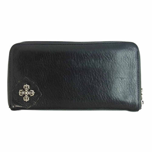 CHROME HEARTS クロムハーツ（原本有） REC F ZIP フィリグリークロス ラウンドジップ レザー ウォレット ブラック系【中古】