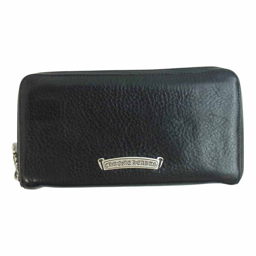 CHROME HEARTS クロムハーツ（原本有） REC F ZIP フィリグリークロス ラウンドジップ レザー ウォレット ブラック系【中古】