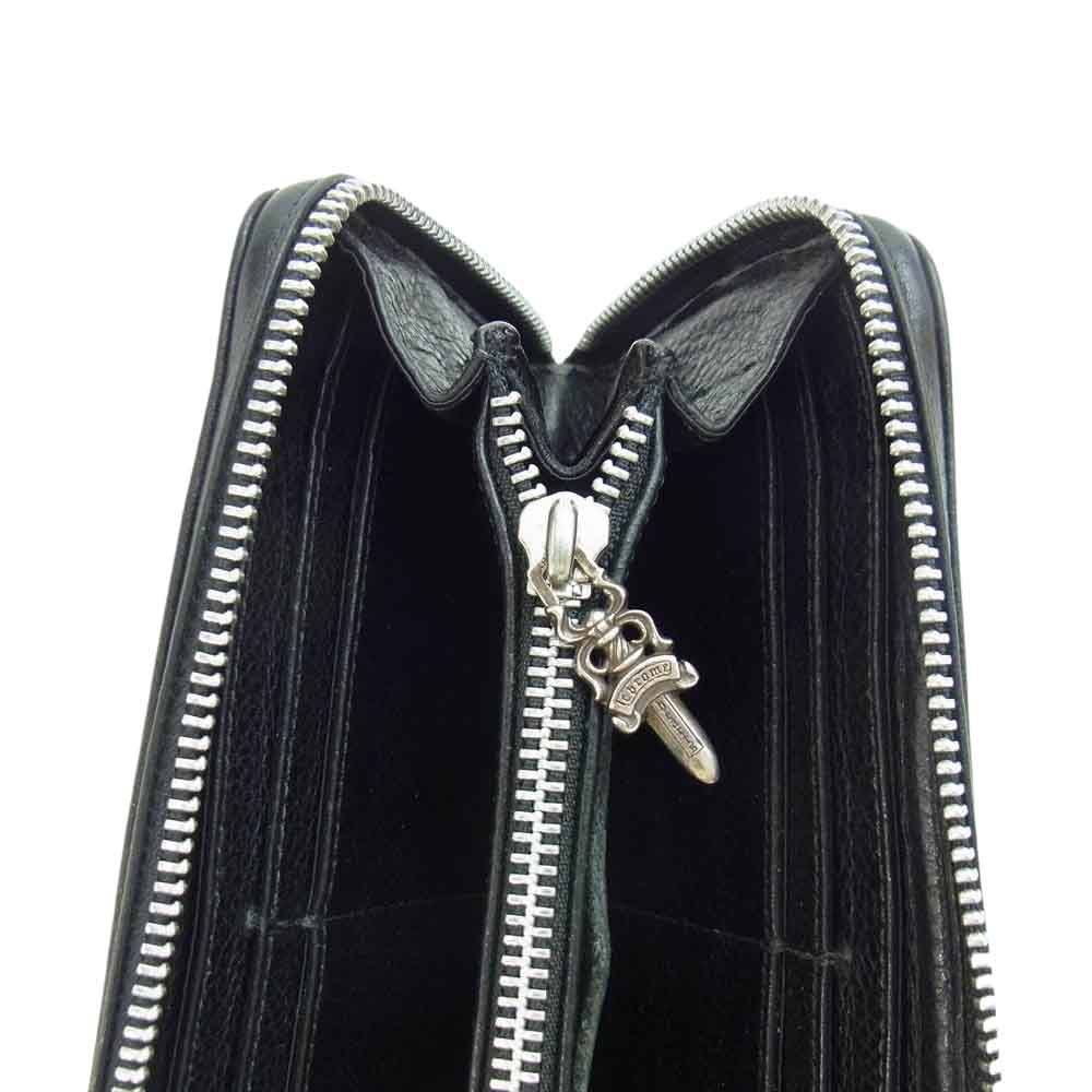 CHROME HEARTS クロムハーツ（原本有） REC F ZIP フィリグリークロス ラウンドジップ レザー ウォレット ブラック系【中古】