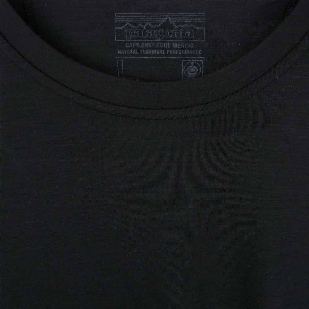 patagonia パタゴニア 21SS 44575 Cap Cool Merino Shirt キャプリーン クール メリノ 半袖 Tシャツ ブラック系 L【中古】