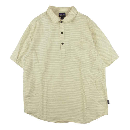 patagonia パタゴニア 20SS 53035 ORGANIC COTTON オーガニックコットン 半袖 コットン ストライプ シャツ クリーム系 M【中古】