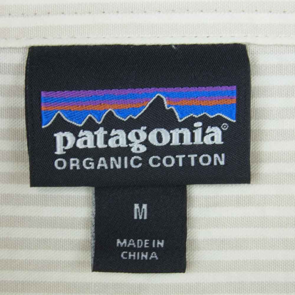 patagonia パタゴニア 20SS 53035 ORGANIC COTTON オーガニックコットン 半袖 コットン ストライプ シャツ クリーム系 M【中古】