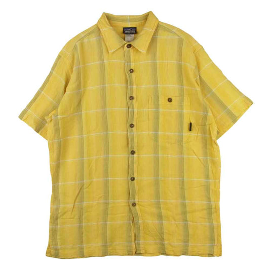 patagonia パタゴニア 10SS 52921 ORGANIC COTTON オーガニックコットン 半袖 コットン チェック シャツ イエロー系 M【中古】