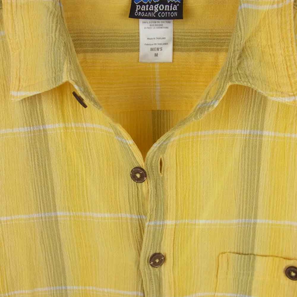 patagonia パタゴニア 10SS 52921 ORGANIC COTTON オーガニックコットン 半袖 コットン チェック シャツ イエロー系 M【中古】