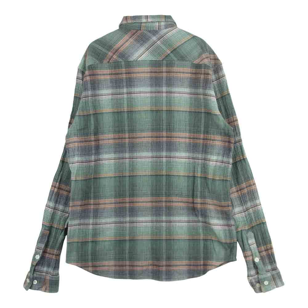 patagonia パタゴニア 15SS 53832 Steersman Shirt ステアーズマン オーガニックコットン 長袖 チェック シャツ グリーン系 オレンジ系 S【中古】
