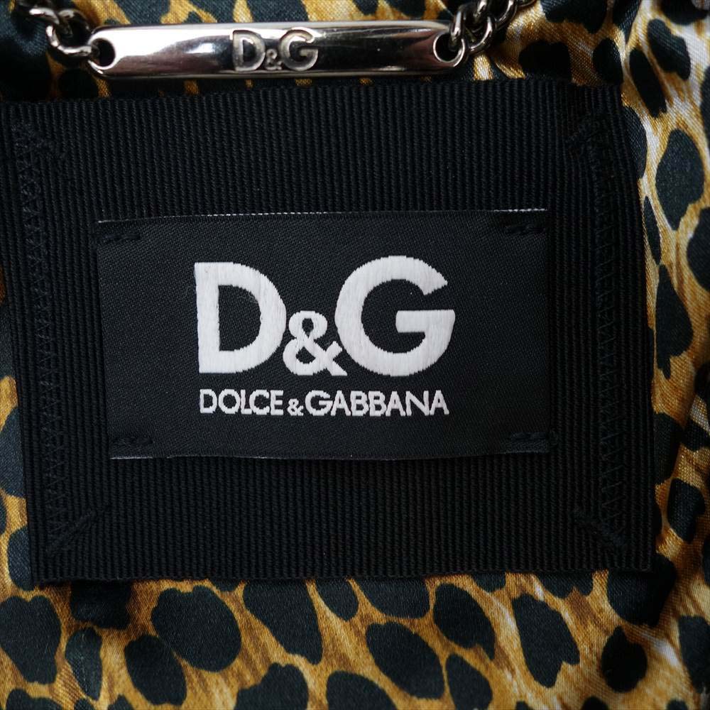 DOLCE&GABBANA ドルチェアンドガッバーナ D&G 国内正規品 裏地レオパード ラムレザー ジャケット ブルゾン ダークブラウン系 40【中古】