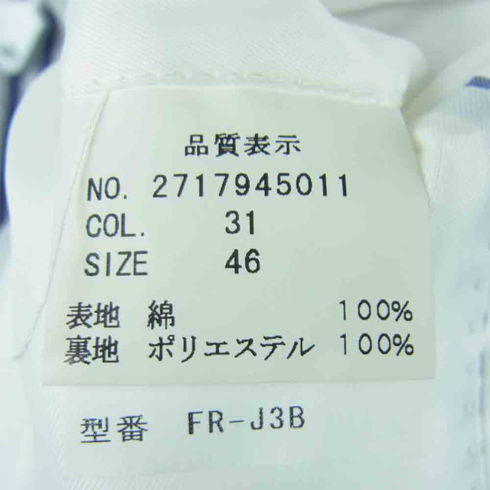 クリケット FR-J3B ストライプ テーラード ジャケット コットン 中国製 ブルー系 ホワイト系 46【中古】