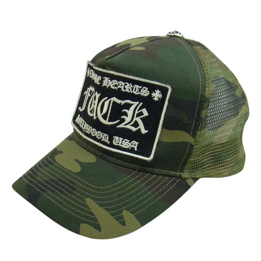 CHROME HEARTS クロムハーツ（原本無） TRUCKER CAP パッチ クロスボール カモ トラッカー キャップ カーキ系【中古】