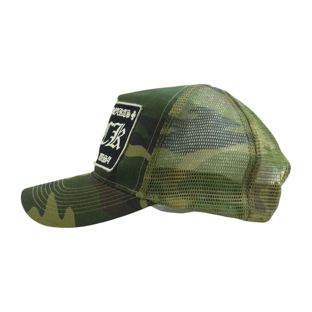 CHROME HEARTS クロムハーツ（原本無） TRUCKER CAP パッチ クロスボール カモ トラッカー キャップ カーキ系【中古】