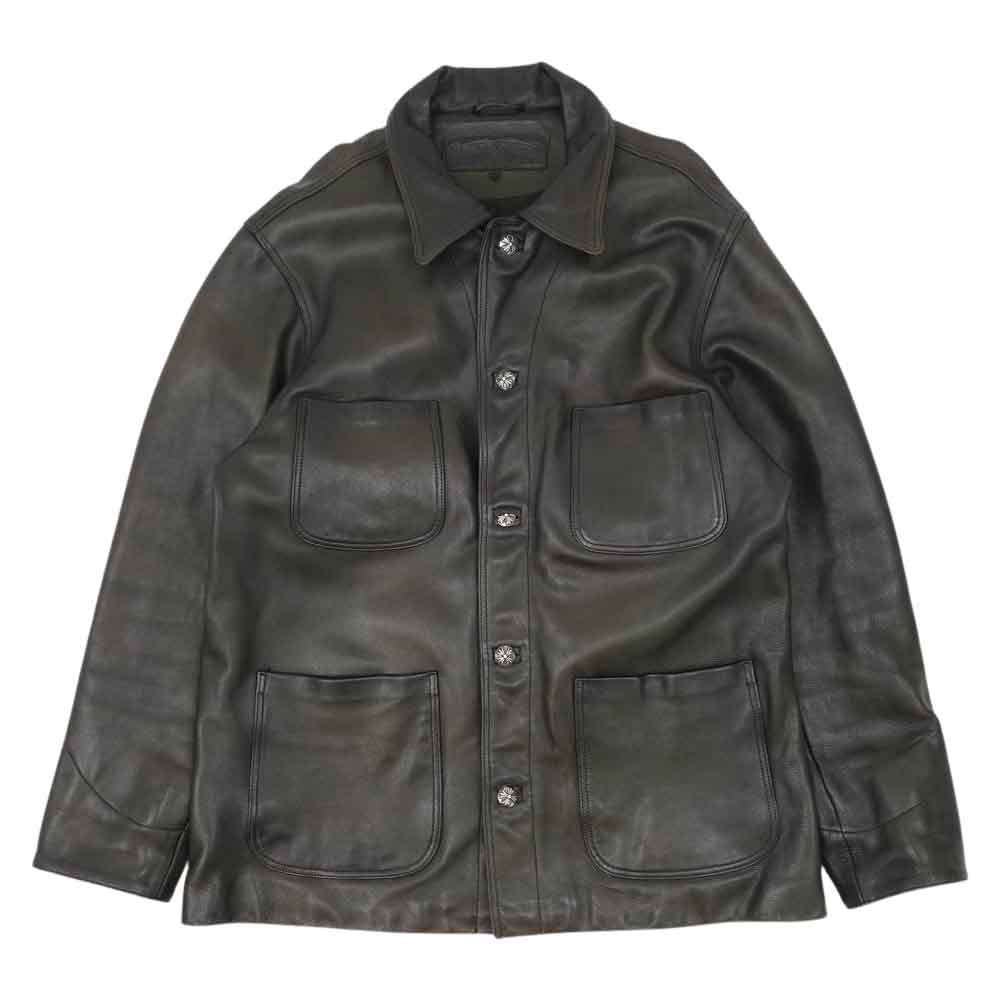 CHROME HEARTS クロムハーツ（原本無） クロスボタン レザー ジャケット ブラック系 M【中古】