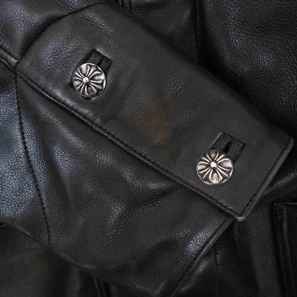 CHROME HEARTS クロムハーツ（原本無） クロスボタン レザー ジャケット ブラック系 M【中古】