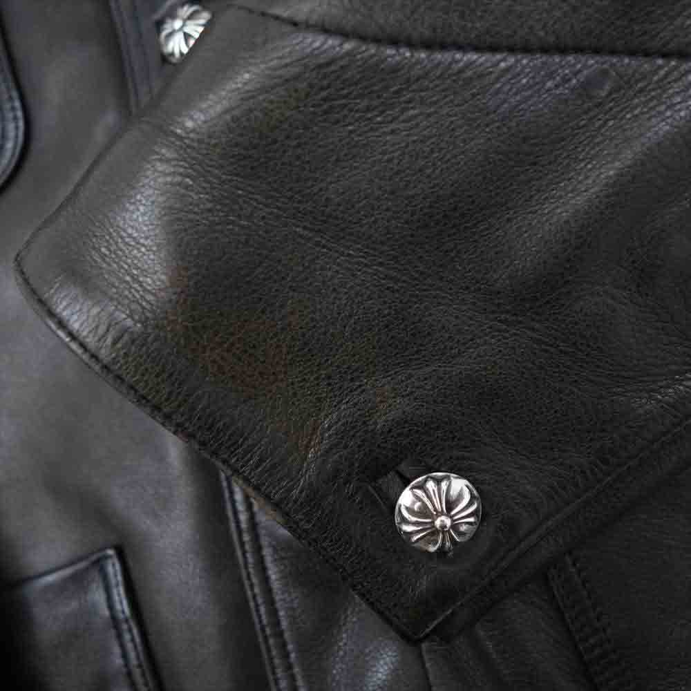 CHROME HEARTS クロムハーツ（原本無） クロスボタン レザー ジャケット ブラック系 M【中古】