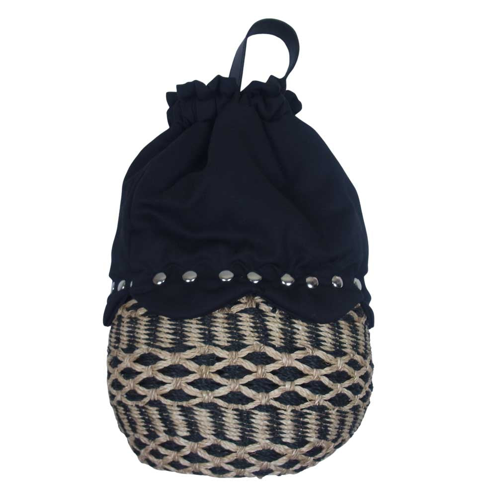 COMME des GARCONS コムデギャルソン tricot COMME DES GARCONS トリコ 21SS TG-K202 エステルウール スタッズ 天然草 カゴ バッグ ブラック系【美品】【中古】