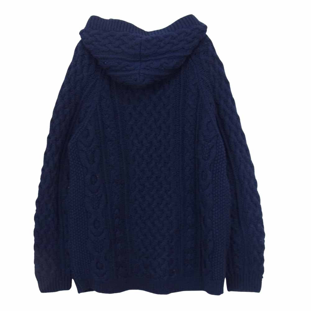 EVISU エヴィス ケーブル ニット ジップアップ パーカー ネイビー系 38【中古】