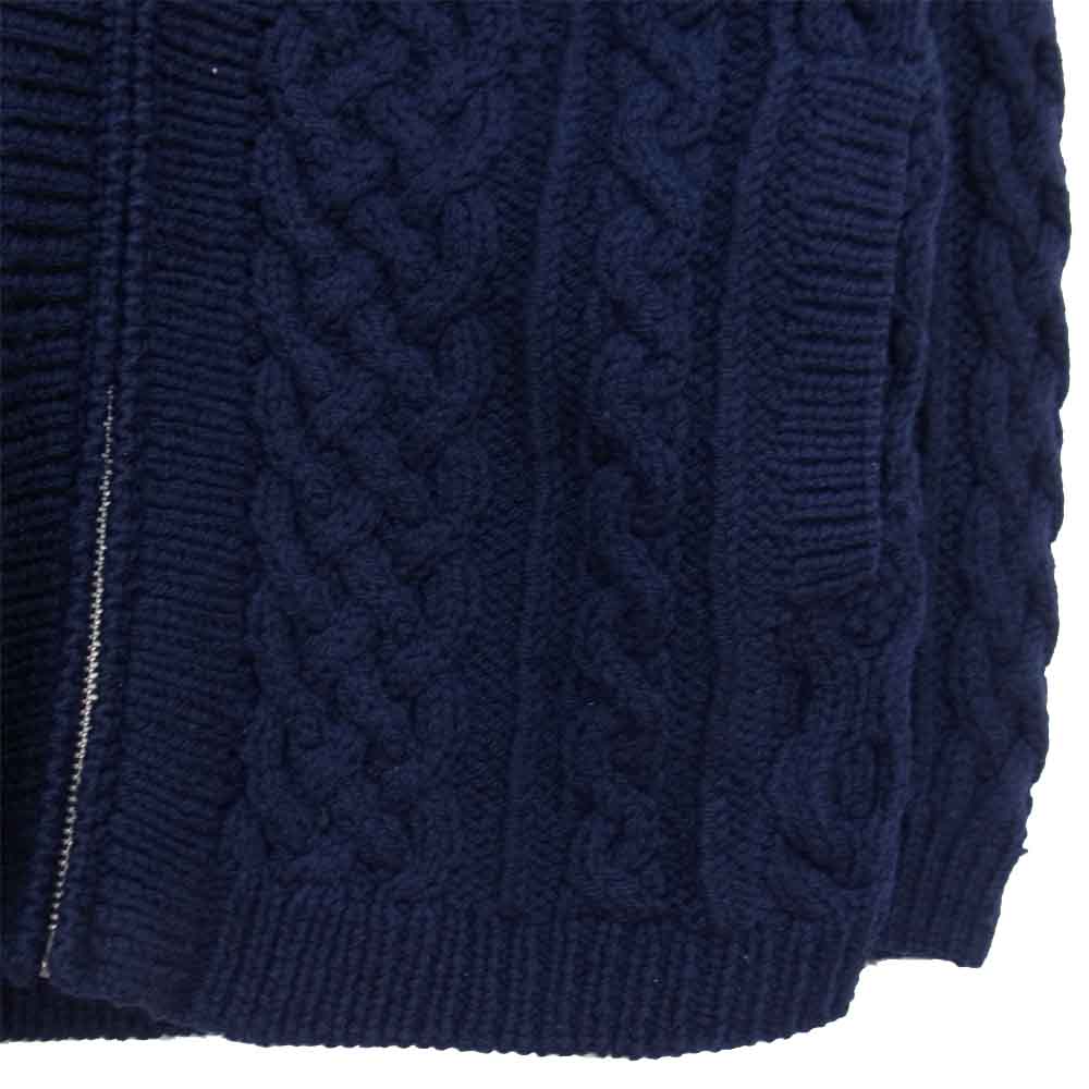 EVISU エヴィス ケーブル ニット ジップアップ パーカー ネイビー系 38【中古】