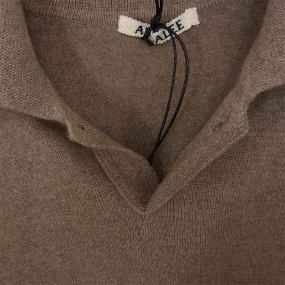 AURALEE オーラリー 21AW A21AP03BC BABY CASHMERE KNIT POLO ベビー カシミヤ ニット ポロシャツ ブラウン系 3【新古品】【未使用】【中古】