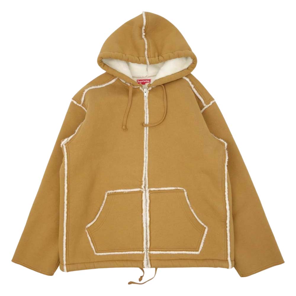 Supreme シュプリーム Faux Shearling Hooded Jacket フーデッド ジャケット ブラウン系 L【極上美品】【中古】