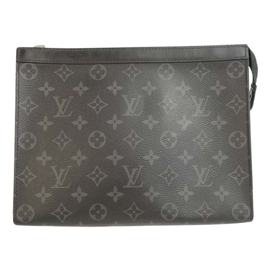 LOUIS VUITTON ルイ・ヴィトン M61692 モノグラム エクリプス ポシェット ヴォワヤージュ MM セカンド クラッチ バッグ ブラック系 グレー系【中古】