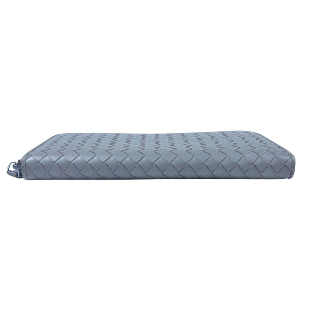 BOTTEGAVENETA ボッテガヴェネタ イントレチャート ラウンドファスナー ラウンドジップ 長財布 グレー系【中古】