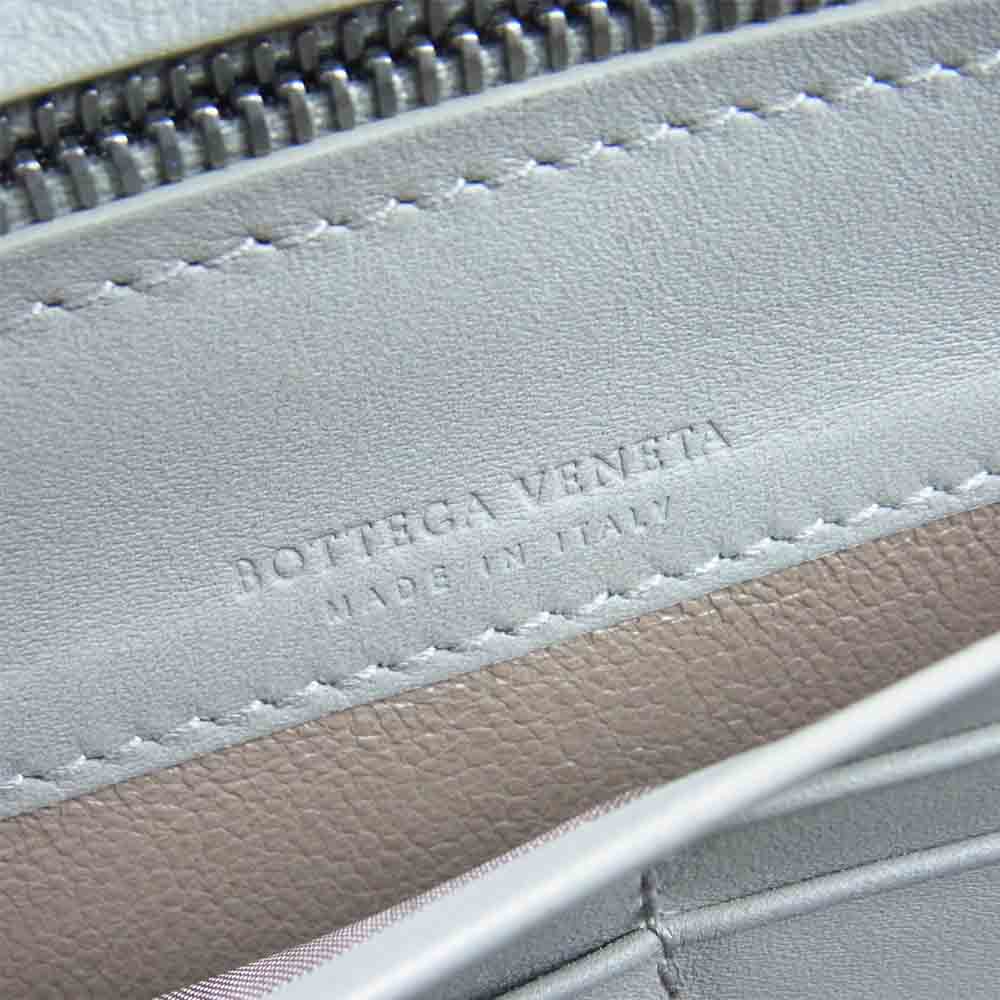 BOTTEGAVENETA ボッテガヴェネタ イントレチャート ラウンドファスナー ラウンドジップ 長財布 グレー系【中古】