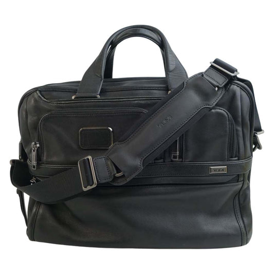 TUMI トゥミ 117321-1041 Expandable Organizer Laptop Brief Alpha 3 アルファ エクスパンダブル オーガナイザー レザー ブリーフケース ビジネスバッグ ブラック系【中古】