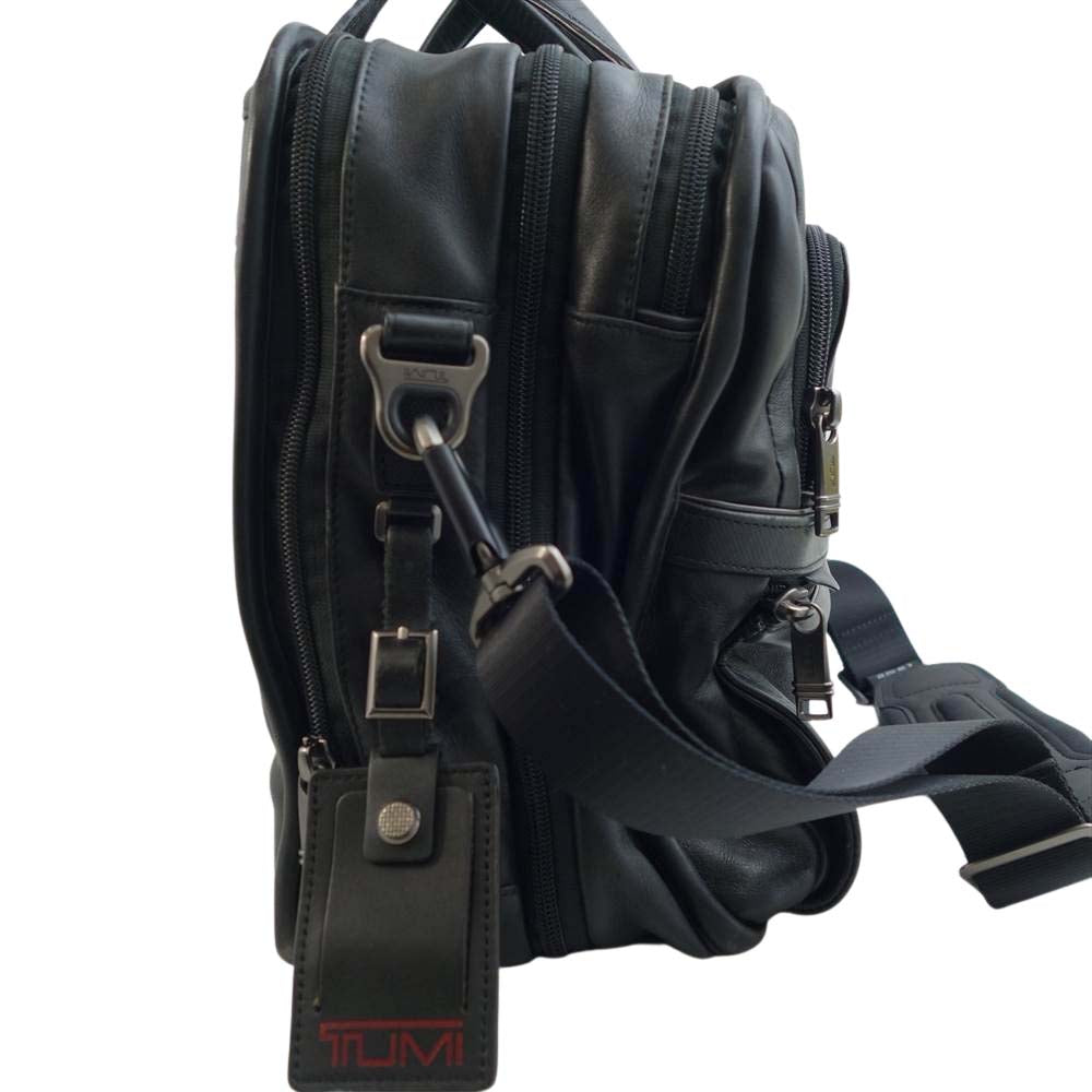 TUMI トゥミ 117321-1041 Expandable Organizer Laptop Brief Alpha 3 アルファ エクスパンダブル オーガナイザー レザー ブリーフケース ビジネスバッグ ブラック系【中古】