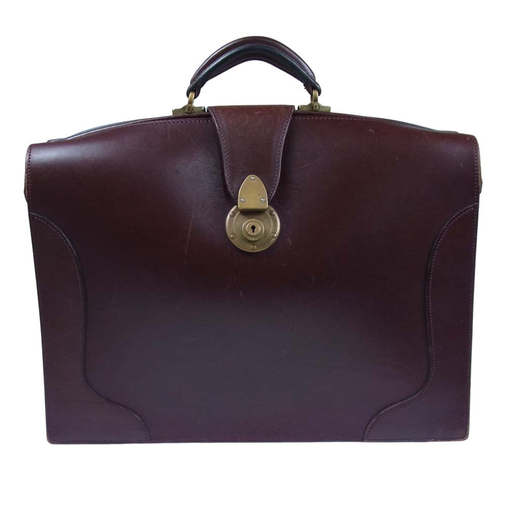 万双 ブライドルレザー 三つマチ ダレスバッグ ビジネスバッグ ブラウン系【中古】