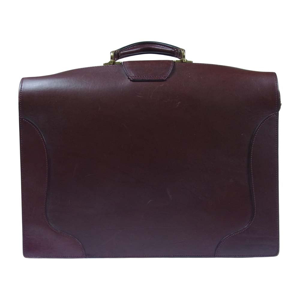 万双 ブライドルレザー 三つマチ ダレスバッグ ビジネスバッグ ブラウン系【中古】