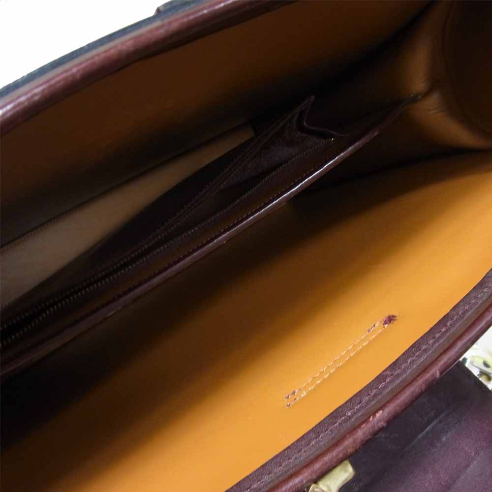 万双 ブライドルレザー 三つマチ ダレスバッグ ビジネスバッグ ブラウン系【中古】